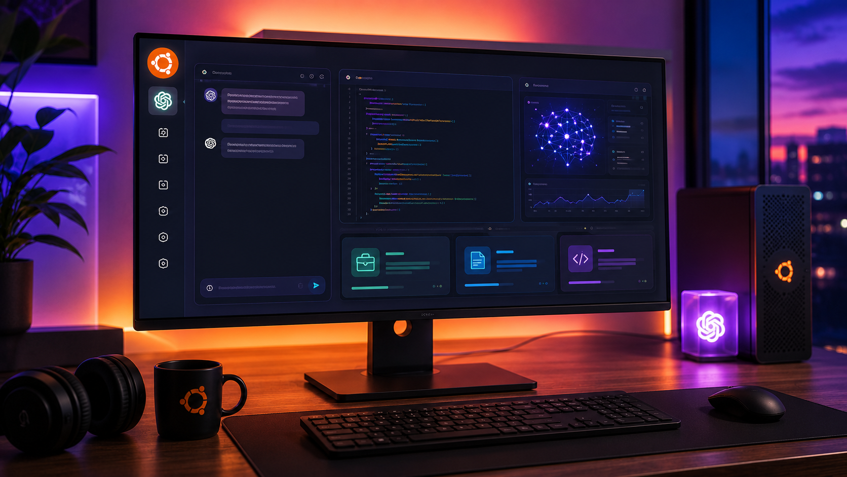 Aplicación oficial de ChatGPT funcionando en Ubuntu Linux en un escritorio moderno
