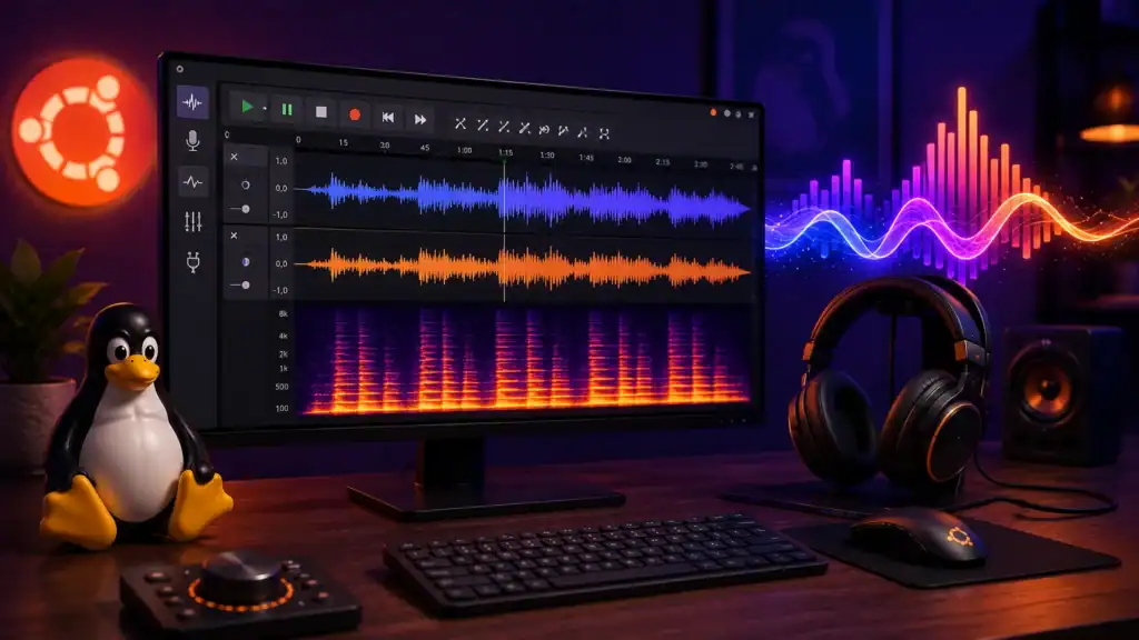 Audacity 4.0 ejecutándose en Linux Ubuntu