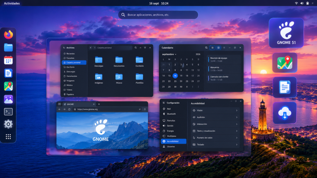 GNOME 51 con nuevas funciones y aplicaciones en Linux