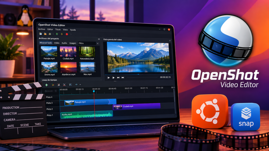 OpenShot Video Editor instalado como Snap en Ubuntu